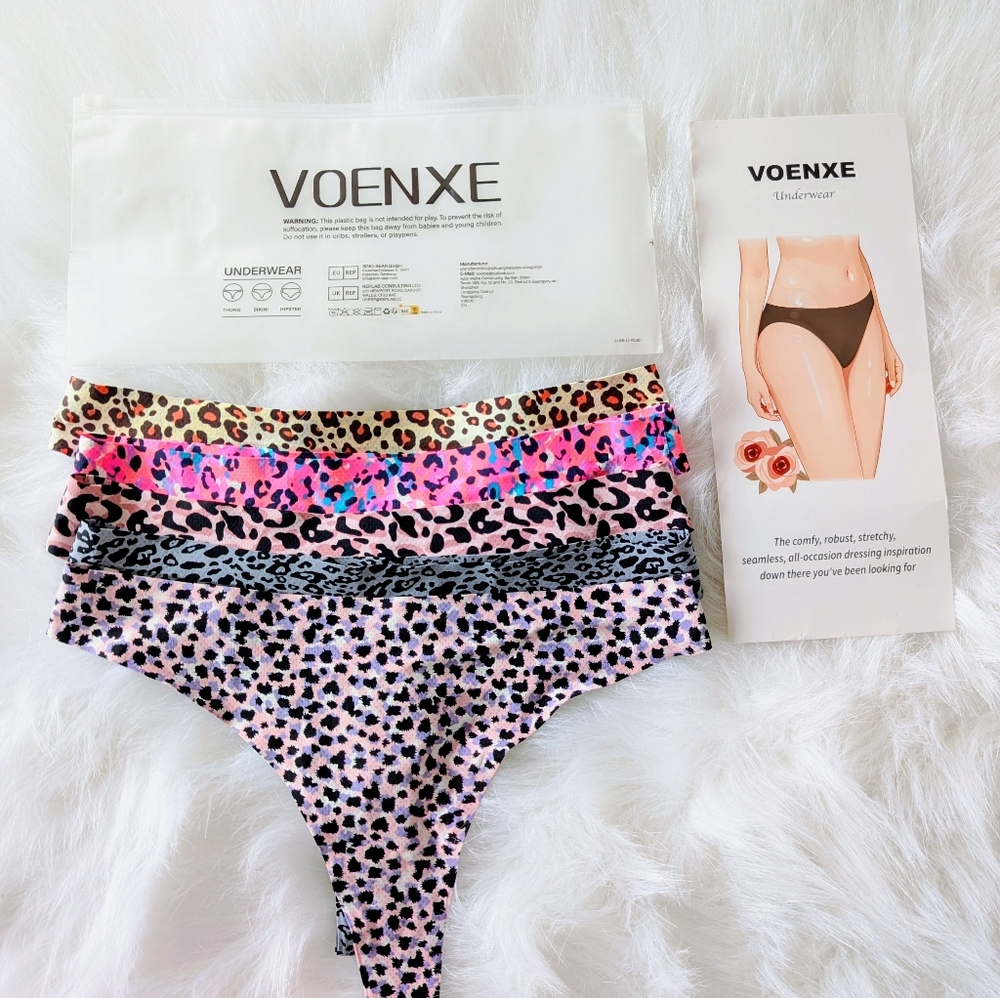 Thong Panties Seamless Women's Medium Leopard Print